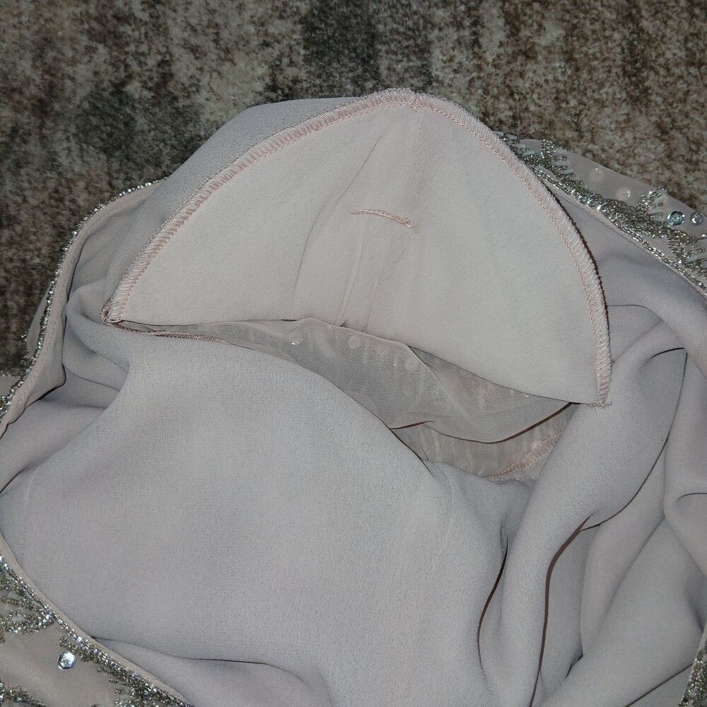 NWT Jack Bryan Beaded Chiffon Dress Size 14 Blush Pink Formal Evening Gown - Picture 15 of 16
